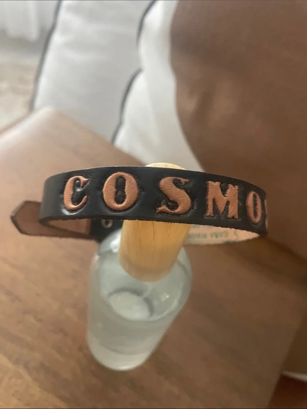 Black Leather 'COSMOS' Embossed doggie collar.